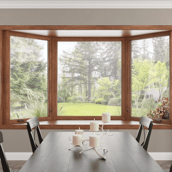 Wallaby Windows bay window installation above dining area bringing in bright natural light and garden views