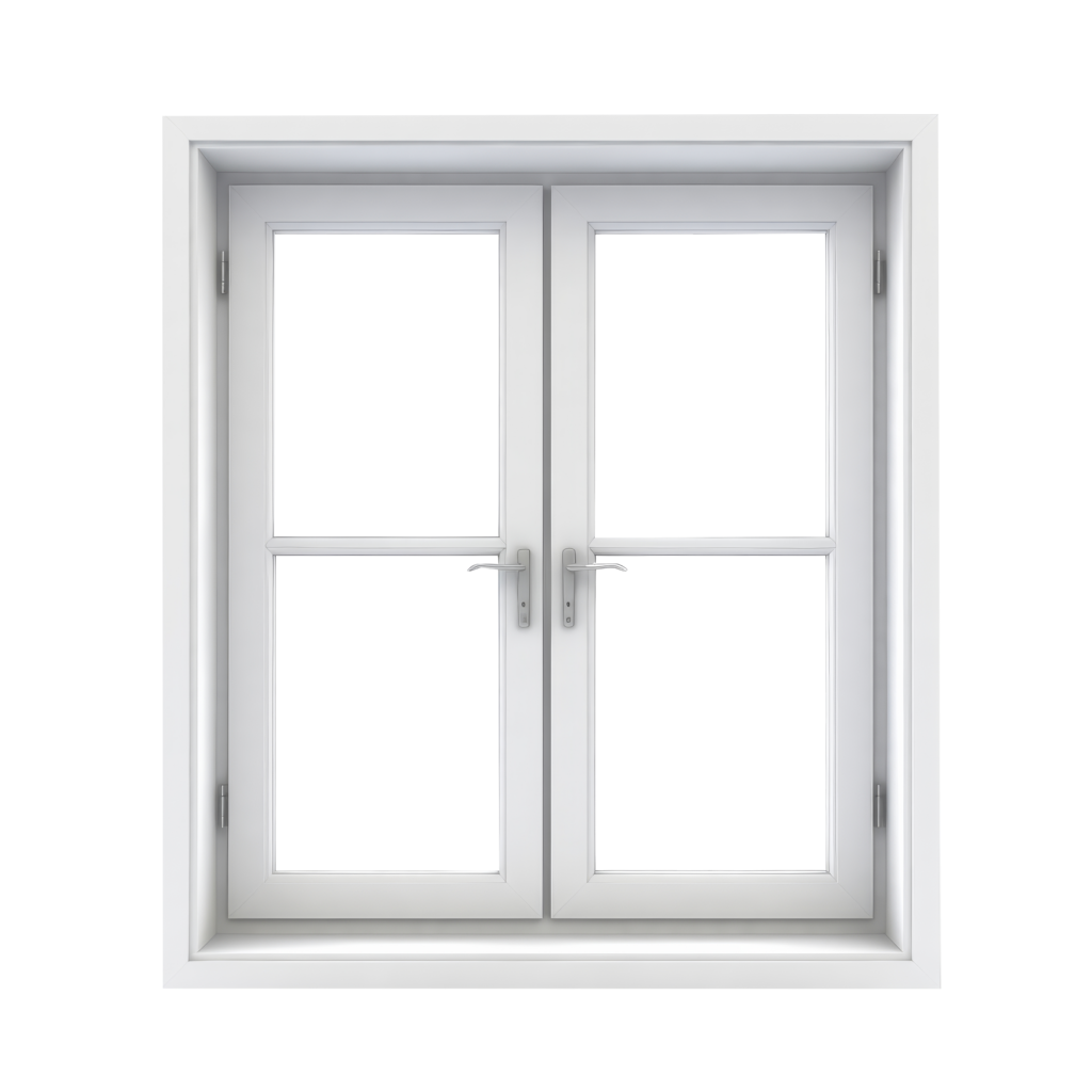 White double casement window with dual handles and clean frame design installed by Wallaby Windows for modern residential homes