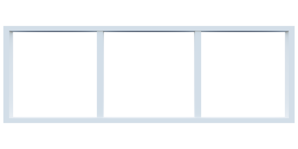 Long horizontal three-panel picture window system installed by Wallaby Windows for maximizing natural light and wide exterior views