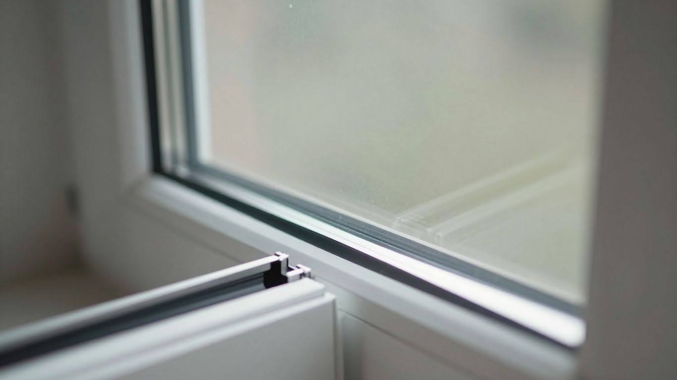 Impact-resistant window frame with reinforced glass.