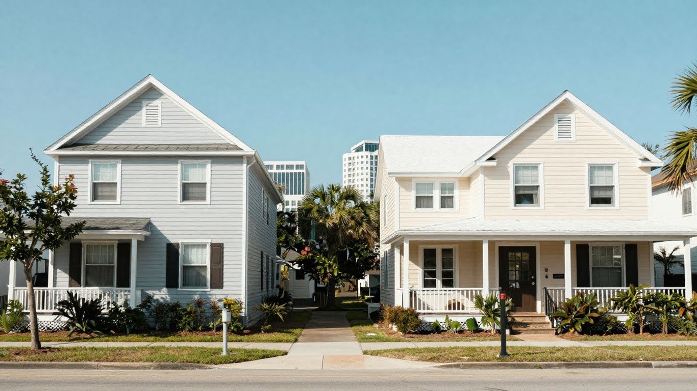 Jacksonville street with houses and windows.