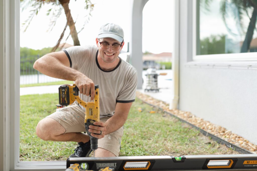 Wallaby Windows technician installing single hung replacement windows with soundproofing features in Cary NC