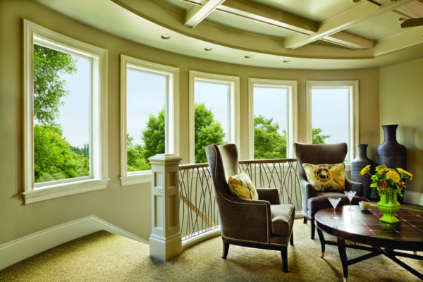Living room with new picture replacement windows installed by Wallaby Windows in Apex NC