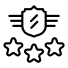 Icon of shield with stars representing Wallaby Windows lifetime warranty on replacements