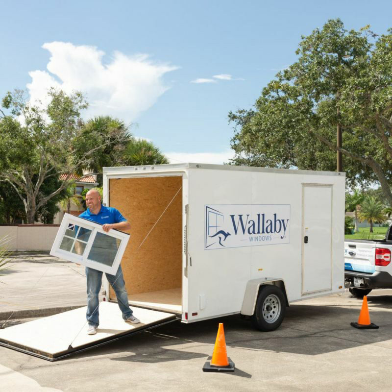 Wallaby Windows installer unloading a window from trailer with supervisor setup