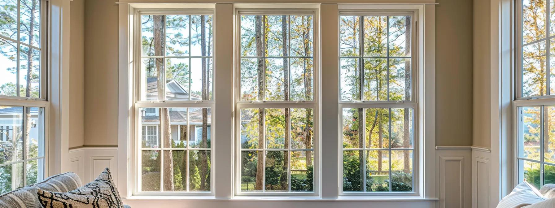 well crafted and designed double hung windows inside a home in north georgio, picture taken to show craftmanship